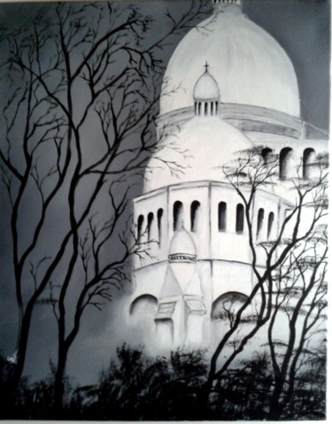 Painting titled "la basilique de " m…" by Sandrine Pedra, Original Artwork, Acrylic