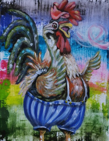 Pintura titulada "Yves "le Coq"" por Sandrine Roudy, Obra de arte original, Acrílico