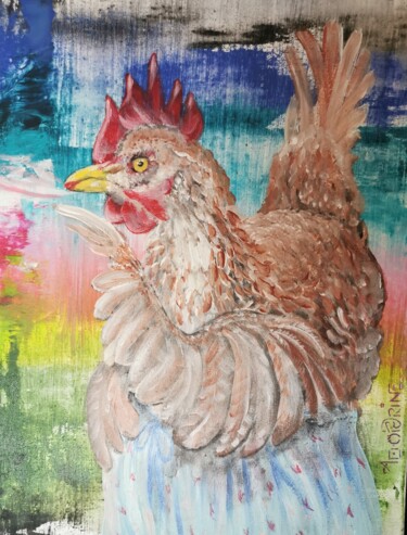 Painting titled "Paulette "ma Poulet…" by Sandrine Roudy, Original Artwork, Acrylic