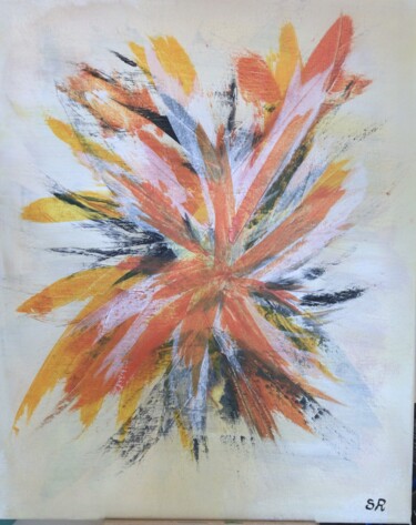 Painting titled "Eclat de fleurs" by Sandrine Roux, Original Artwork, Acrylic Mounted on Wood Stretcher frame