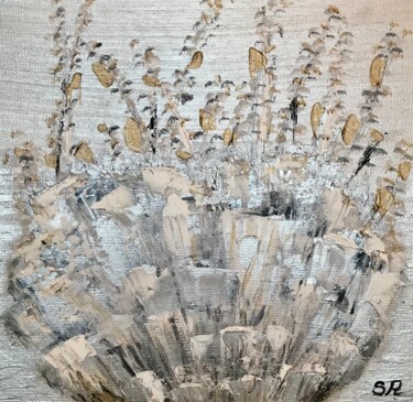 Ζωγραφική με τίτλο "Chardon doré" από Sandrine Roux, Αυθεντικά έργα τέχνης, Ακρυλικό Τοποθετήθηκε στο Ξύλινο φορείο σκελετό