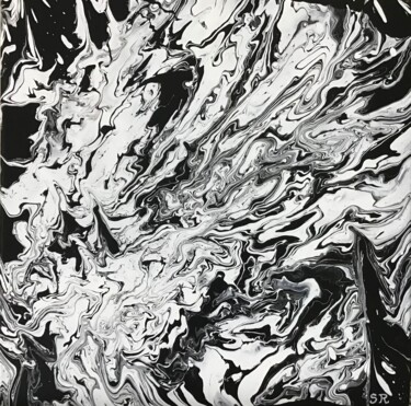 Peinture intitulée "Noir et blanc" par Sandrine Roux, Œuvre d'art originale, Acrylique Monté sur Châssis en bois