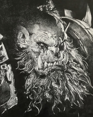 Drawing titled "Orc" by Sandrine Royer, Original Artwork, Graphite