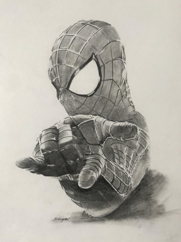 Disegno intitolato "Spiderman" da Sandrine Royer, Opera d'arte originale, Grafite