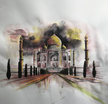 제목이 "Taj Mahal"인 미술작품 Sandrine Royer로, 원작, 수채화