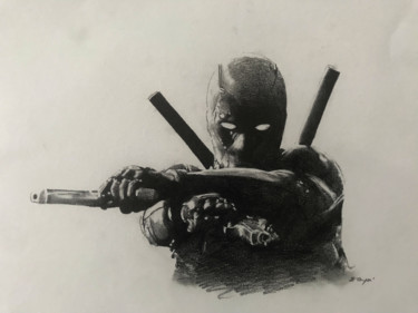 Disegno intitolato "DeadPool" da Sandrine Royer, Opera d'arte originale, Grafite Montato su Vetro