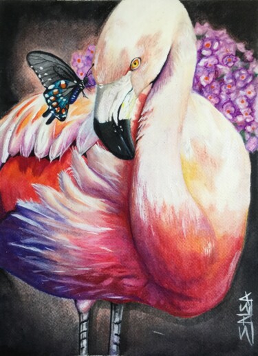 Dessin intitulée "Battement d'ailes" par Sandrine Saloni, Œuvre d'art originale, Crayon