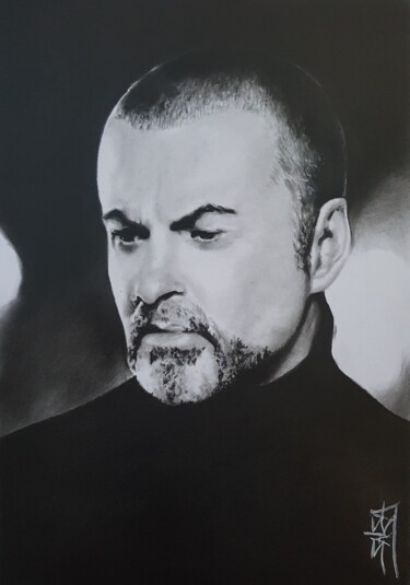 Drawing titled "George Michael" by Sandrine Saloni, Original Artwork, Graphite