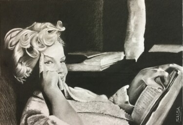 Drawing titled "Marilyn Monroe - Pa…" by Sandrine Saloni, Original Artwork, Graphite
