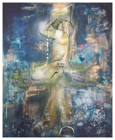 Schilderij getiteld "el fontana del trit…" door Sandrine Slakmon (Slaki), Origineel Kunstwerk, Acryl