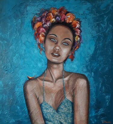 Painting titled "LEGERETE" by Sandrine Vrain, Original Artwork, Oil