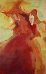 Painting titled "Personnage rouge" by Sandrine Wely, Original Artwork