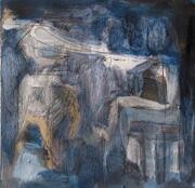 Peinture intitulée "Composition bleue" par Sandrine Wely, Œuvre d'art originale