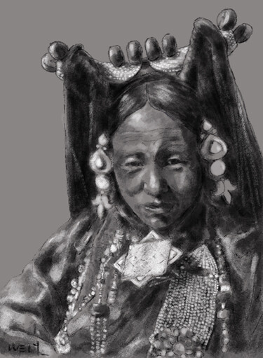 Grafika cyfrowa / sztuka generowana cyfrowo zatytułowany „Woman from Tibet.jpg” autorstwa Sandrine Wely, Oryginalna praca