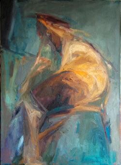 Pintura titulada "L'Homme assis" por Sandrine Wely, Obra de arte original