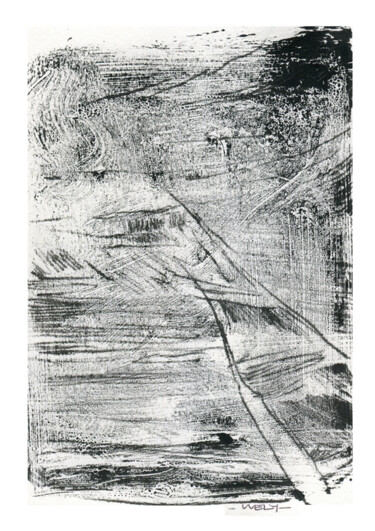 Gravures & estampes intitulée "Vague" par Sandrine Wely, Œuvre d'art originale, Monotype