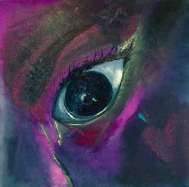 Painting titled "oeil / occhio astra…" by Sandrine Swan Wimart, Original Artwork, Oil