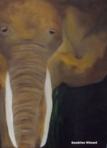 Painting titled "Eléphant" by Sandrine Swan Wimart, Original Artwork