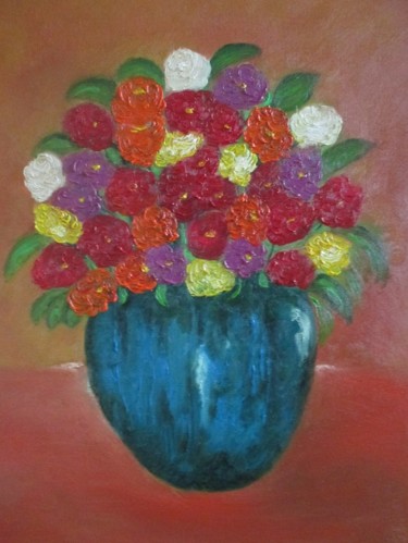Painting titled "bouquet-mai-2014.jpg" by Sandrine Swan Wimart, Original Artwork, Oil