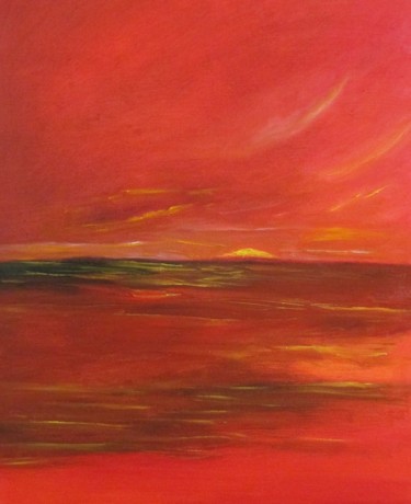 Peinture intitulée "Red Dawn" par Sandrine Swan Wimart, Œuvre d'art originale, Huile