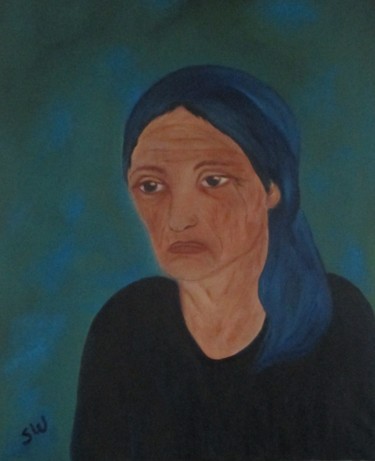 Painting titled "Nonna" by Sandrine Swan Wimart, Original Artwork, Oil