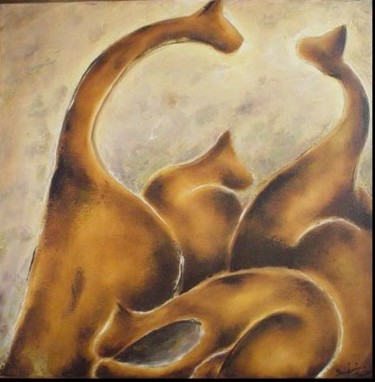 Painting titled "chats" by Sandrine Sàn, Original Artwork