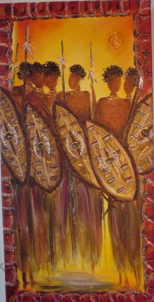 Painting titled "guerriers" by Sandrine Sàn, Original Artwork