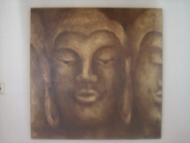 Painting titled "visages bouddha" by Sandrine Sàn, Original Artwork