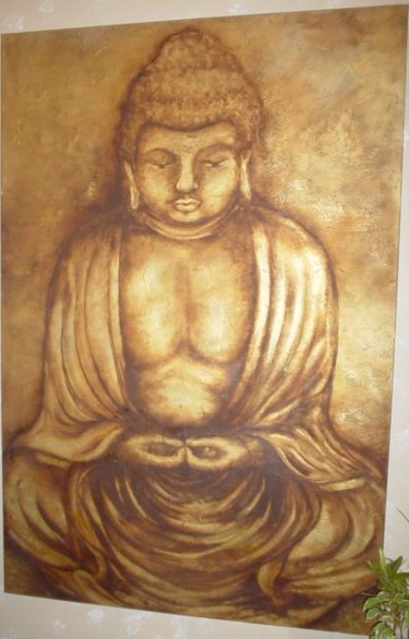 Peinture intitulée "bouddha assis" par Sandrine Sàn, Œuvre d'art originale