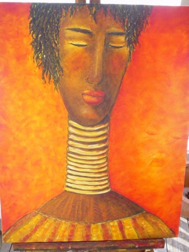 Painting titled "femme girafe" by Sandrine Sàn, Original Artwork