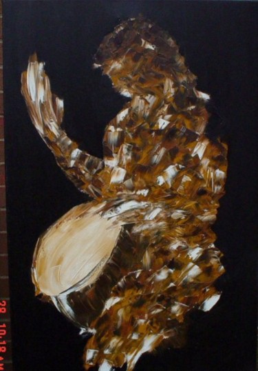 Painting titled "joueur de djembé" by Sandrine Sàn, Original Artwork