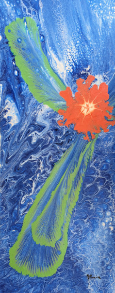 Pintura intitulada "Eclosion bleue" por Sandrine Poirier, Obras de arte originais, Acrílico