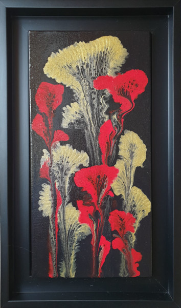 Painting titled "Flammes florales" by Sandrine Poirier, Original Artwork, Acrylic