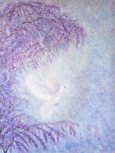 Peinture intitulée "HOLY SPIRIT 12" par Sandrine Auriac, Œuvre d'art originale, Huile