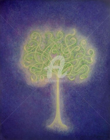 Painting titled "Tree of Light 13 /…" by Sandrine Auriac, Original Artwork, Oil