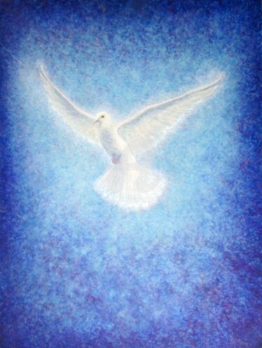 Painting titled "Holy Spirit 2" by Sandrine Auriac, Original Artwork, Oil