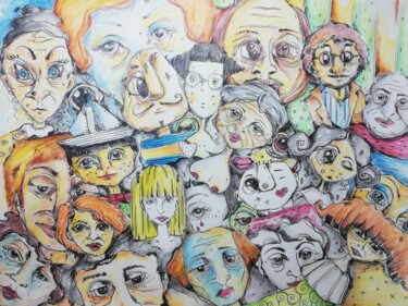Dessin intitulée "Diversité" par Atelier Couleur-Caméléon, Œuvre d'art originale, Crayon