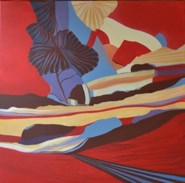 Peinture intitulée "Nuage rouge" par Sandrine Damour, Œuvre d'art originale
