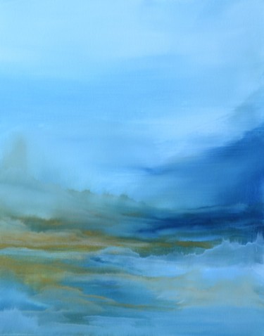 Painting titled "Un matin Bleu" by Sandrine Damour, Original Artwork, Acrylic