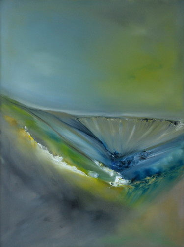 Painting titled "Blue hole" by Sandrine Damour, Original Artwork, Oil