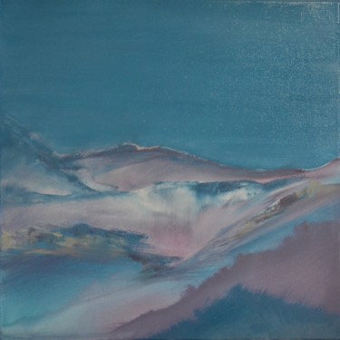 Painting titled "La montagne bleue" by Sandrine Damour, Original Artwork, Acrylic