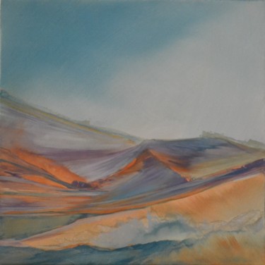 Pittura intitolato "Une colline en prov…" da Sandrine Damour, Opera d'arte originale, Acrilico