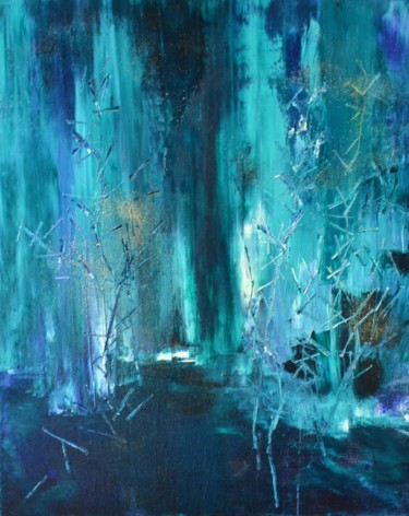 Pintura intitulada "Lumière en forêt" por Sandrine Damour, Obras de arte originais, Acrílico