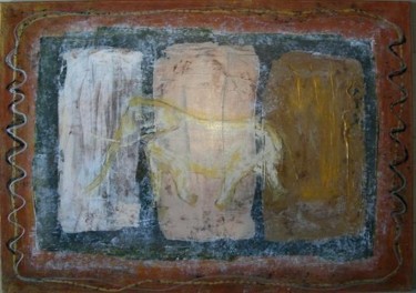 Peinture intitulée "Eléphant rupestre" par Fourgo, Œuvre d'art originale