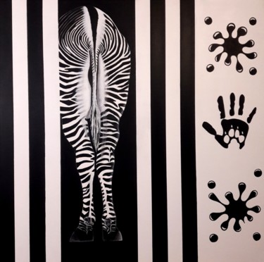 Malarstwo zatytułowany „Zebr'Art” autorstwa Sandrine Hardjani, Oryginalna praca