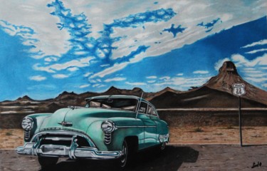 Peinture intitulée "Route 66 Old Mobile" par Sandrine Hardjani, Œuvre d'art originale