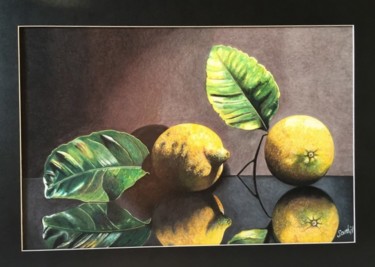 Dessin intitulée "Citrons de Menton" par Sandrine Hardjani, Œuvre d'art originale