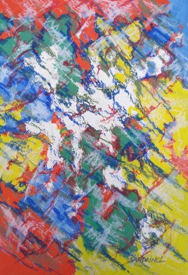 Abstrait Tissage Couleur Dessin intitulée "Abstrait Tissage Co…" par Sandrine Lefebvre, Œuvre d'art originale, Gouache