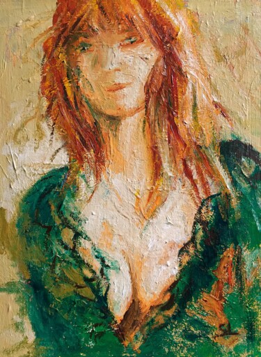 Peinture intitulée "Femme Rousse Sensue…" par Sandrine Lefebvre, Œuvre d'art originale, Acrylique Monté sur Châssis en bois
