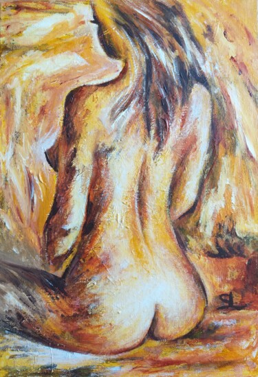 Картина под названием "Peinture Femme Nue…" - Sandrine Lefebvre, Подлинное произведение искусства, Акрил Установлен на Дерев…